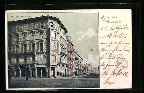 AK Wiesbaden, Blick in die Wilhelmstrasse