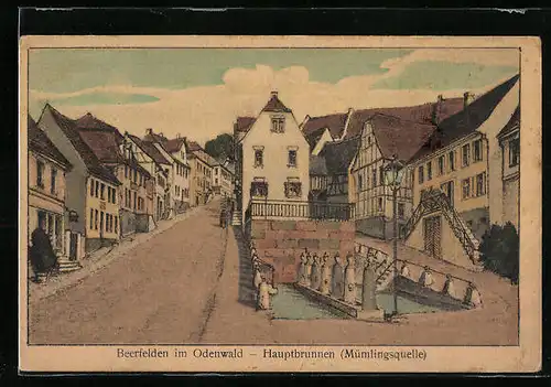 AK Beerfelden /Odenwald, Hauptbrunnen-Mümlingsquelle