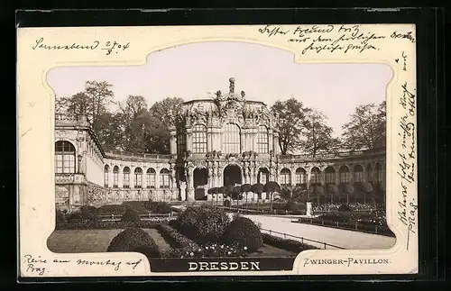 AK Dresden, Blick auf den Zwinger-Pavillon