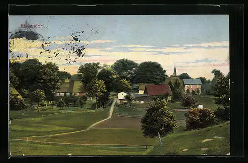 AK Eissendorf, Ortsansicht mit Kirchturm