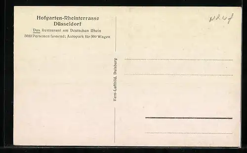 AK Düsseldorf, Restaurant Hofgarten-Rheinterrasse vom Flugzeug aus