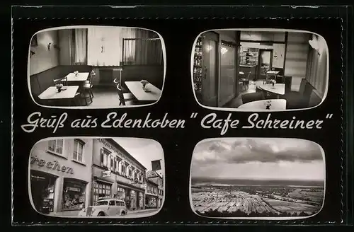 Passepartout-AK Edenkoben, Cafe Schreiner, Ortsansicht