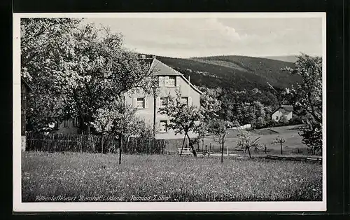 AK Bremhof /Odenw., Gasthaus-Pension J. Stier von einer Wiese gesehen