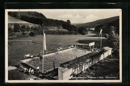 AK Vielbrunn /Odenw., Schwimmbad von oben gesehen