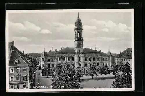 AK Grossenhain /Sa., Rathaus aus der Vogelschau
