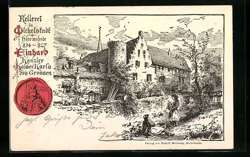 Künstler-AK Michelstadt, Historische Ansicht der Kellerei