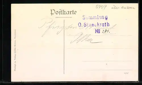 AK Holzappel, Ortsansicht mit Teich aus der Vogelschau