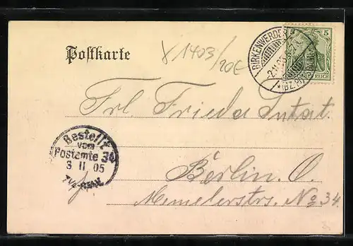 AK Birkenwerder, Am Mühlenfliess mit Kirche