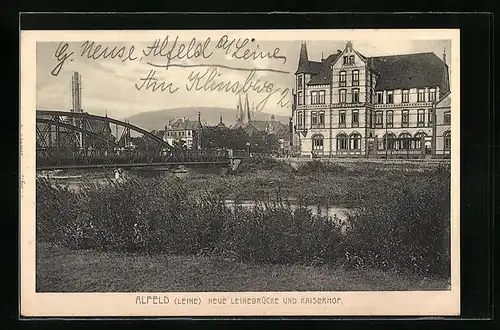 AK Alfeld /Leine, Neue Leinebrücke und Hotel Kaiserhof