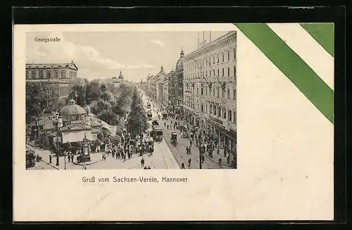 AK Hannover, Georgstrasse aus der Vogelschau, Sachsen-Verein
