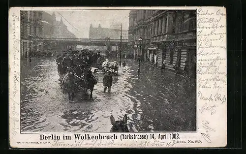 AK Berlin, Berlin im Wolkenbruch, Yorkstrasse, 1902