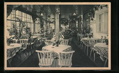 AK Oberstdorf i. Allgäu, Waldhotel Freibergsee mit Glasveranda