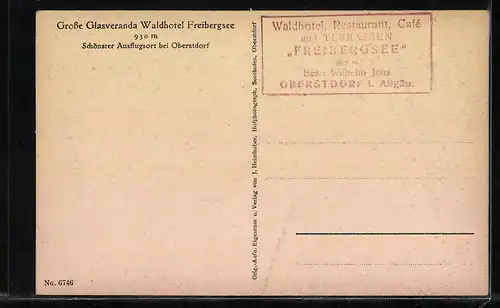 AK Oberstdorf i. Allgäu, Waldhotel Freibergsee mit Glasveranda