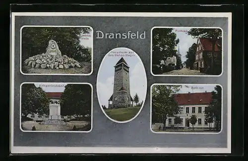 AK Dransfeld, Rathaus und Kriegerdenkmal