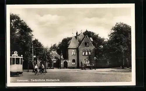 AK Hannover, Strassenbahn vor der Tierärztlichen Hochschule