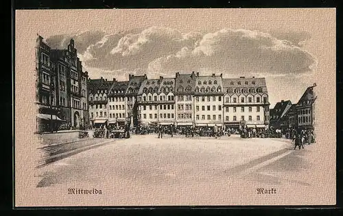 AK Mittweida, Passanten am Markt