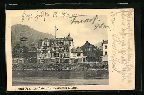 AK Assmannshausen a. Rh., Hotel Jung zum Anker
