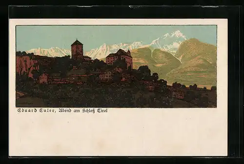 Künstler-AK Tirol, Abend am Schloss Tirol