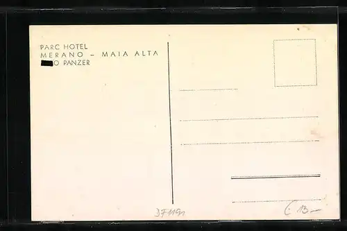 AK Meran-Obermais, Park Hotel mit Gebirgslandschaft