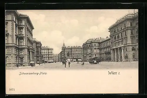 AK Wien, Schwarzenberg-Platz mit Pferdebahn, Strassenbahn