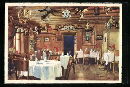 Künstler-AK Aldo Raimondi: Sterzing, Hotel Centrale Posta Vecchia