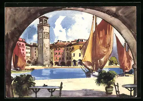 Künstler-AK Aldo Raimondi: Riva del Garda, Porto