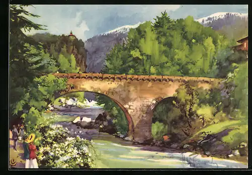 Künstler-AK Aldo Raimondi: Merano, Ponte Romano