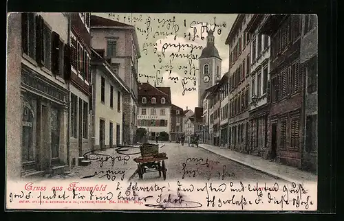 AK Frauenfeld, Strassenpartie mit Passanten