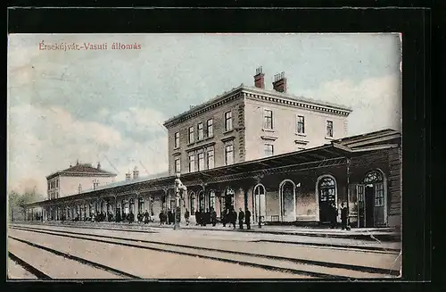AK Érsekújvár, Vasuti állomás, Bahnhof