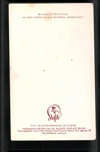 AK Schauspielerin Barbara Rütting in Glücksritter