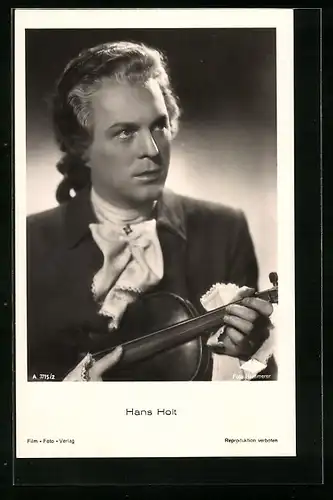 AK Schauspieler Hans Holt im Kostüm einer Filmrolle mit Geige