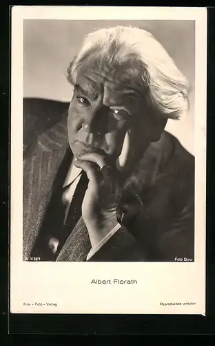 AK Schauspieler Albert Florath nachdenklich den Kopf mit dem Arm abstützend