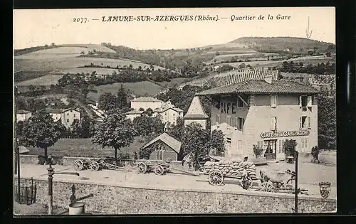 AK Lamure-sur-Azergues, Cafe de la Gare Roche