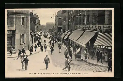 AK Oullins, Rue de la Gare à la sortie des Ateliers