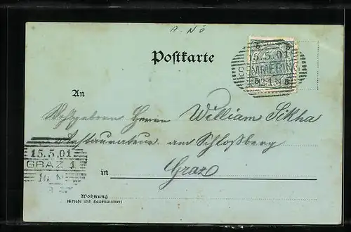 Mondschein-AK Semmering, Grand Hotel Erzherzog Johann mit Dependance Post-Villa