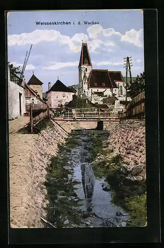 AK Weissenkirchen i.d. Wachau, Ortspartie mit Bach