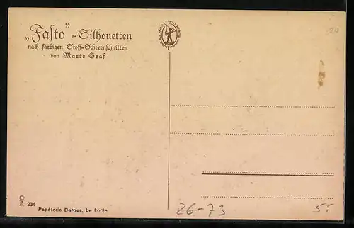 Künstler-AK Marte Graf: Eroberungslustig als Scherenschnitt