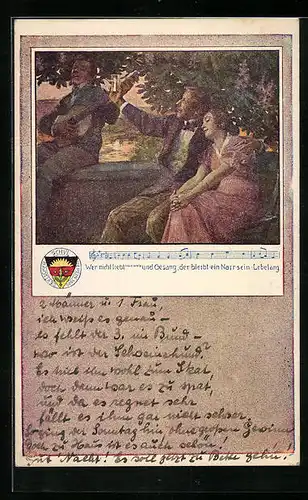 Künstler-AK Karl Friedrich Gsur, Deutscher Schulverein Nr. 63: Wer nicht liebt Wein, Weib und Gesang, ...
