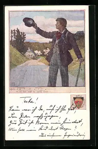 Künstler-AK Karl Friedrich Gsur, Deutscher Schulverein Nr. 457: So leb` denn wohl du stilles Haus