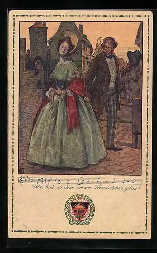 Künstler-AK Karl Friedrich Gsur, Deutscher Schulverein Nr. 40: Was hab ich denn meinem Feinsliebchen getan?