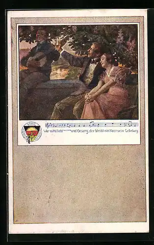 Künstler-AK Karl Friedrich Gsur, Deutscher Schulverein Nr. 63: Wer nicht liebt Wein, Weib und gesang, ...