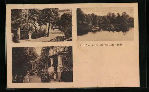 AK Naunhof, Gasthaus Mühle Lindhardt, verschiedene Ansichten