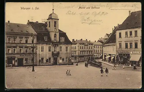 AK Wurzen i. Sa., Markt und Rathaus