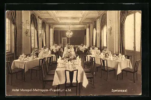 AK Frankfurt a. M., Hotel Monopol-Metropole, Speisesaal