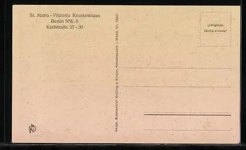 AK Berlin, Wilhelminenhof, Kapelle des Schwesternerholungshauses, St. Maria-Viktoria Krankenhaus in der Karlstrasse 27-30