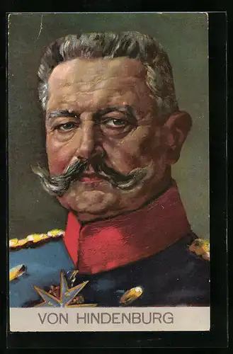Künstler-AK Paul von Hindenburg in Uniform mit Orden