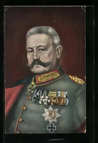 AK Paul von Hindenburg in Uniform mit Ordenspange