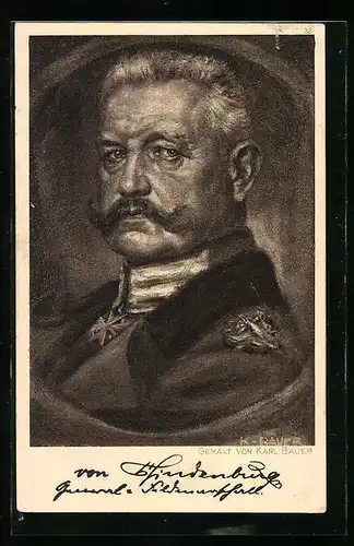 Künstler-AK Generalfeldmarschall Paul von Hindenburg, gemalt von Karl Bauer