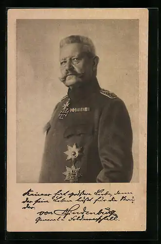 AK Generalfeldmarschall Paul von Hindenburg in Uniform