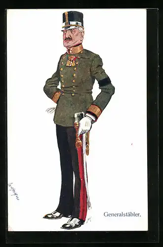 Künstler-AK Carl Josef Pollak: Generalstäbler in Uniform